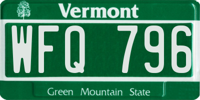 VT license plate WFQ796