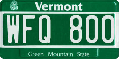 VT license plate WFQ800