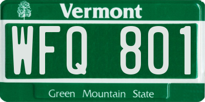 VT license plate WFQ801