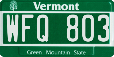 VT license plate WFQ803