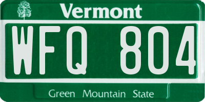 VT license plate WFQ804