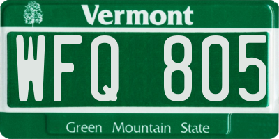 VT license plate WFQ805