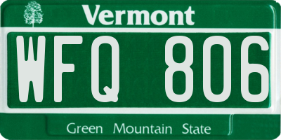 VT license plate WFQ806