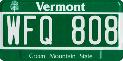 VT license plate WFQ808