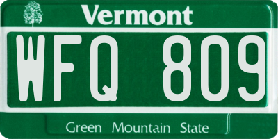 VT license plate WFQ809