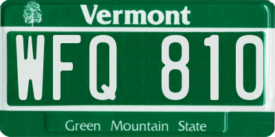 VT license plate WFQ810