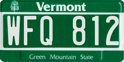 VT license plate WFQ812