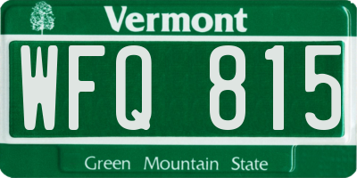 VT license plate WFQ815