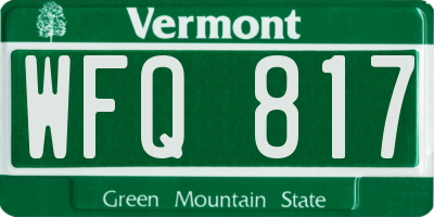 VT license plate WFQ817