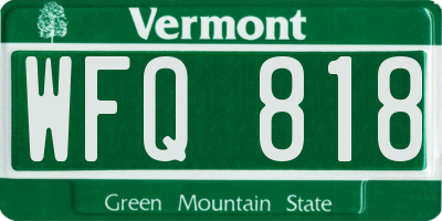 VT license plate WFQ818
