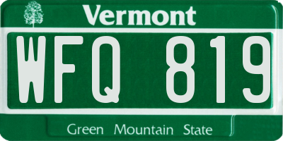 VT license plate WFQ819