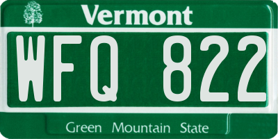 VT license plate WFQ822
