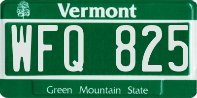 VT license plate WFQ825