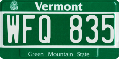 VT license plate WFQ835