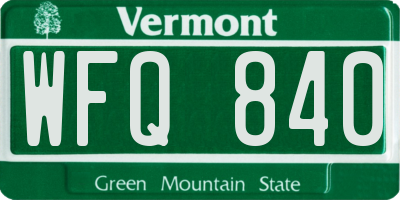 VT license plate WFQ840
