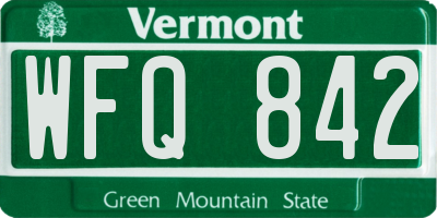 VT license plate WFQ842