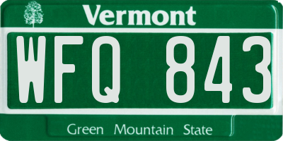 VT license plate WFQ843