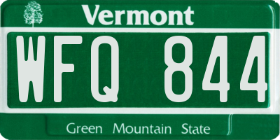 VT license plate WFQ844