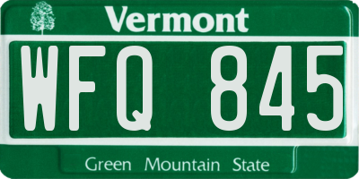 VT license plate WFQ845
