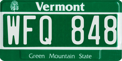 VT license plate WFQ848