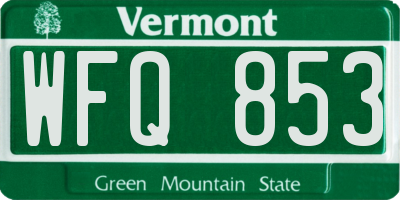 VT license plate WFQ853
