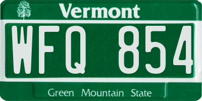 VT license plate WFQ854