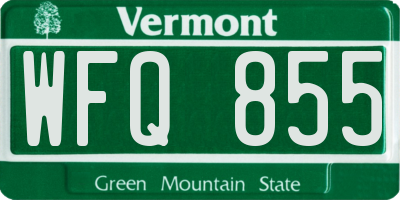 VT license plate WFQ855