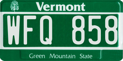 VT license plate WFQ858