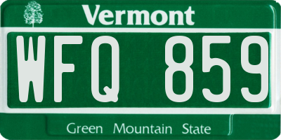 VT license plate WFQ859