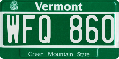 VT license plate WFQ860