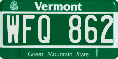 VT license plate WFQ862