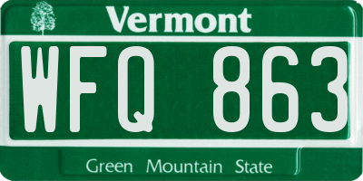 VT license plate WFQ863