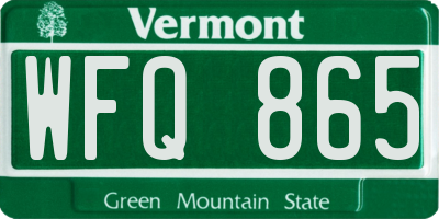 VT license plate WFQ865