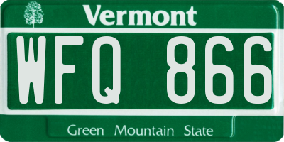 VT license plate WFQ866