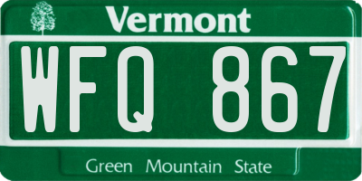 VT license plate WFQ867