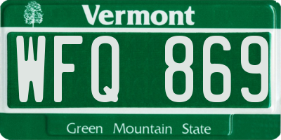 VT license plate WFQ869
