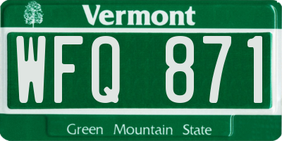 VT license plate WFQ871