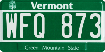 VT license plate WFQ873
