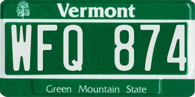 VT license plate WFQ874
