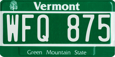 VT license plate WFQ875