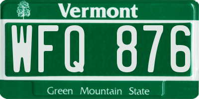 VT license plate WFQ876