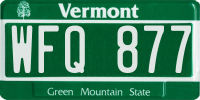 VT license plate WFQ877