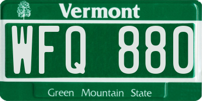 VT license plate WFQ880