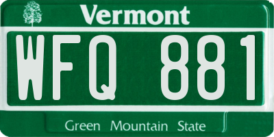VT license plate WFQ881