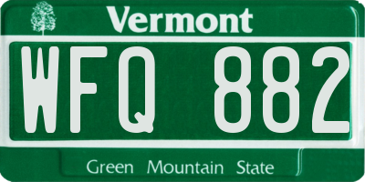 VT license plate WFQ882