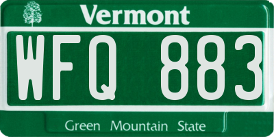 VT license plate WFQ883