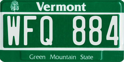 VT license plate WFQ884
