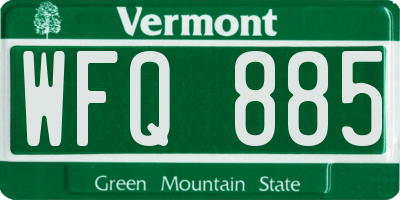 VT license plate WFQ885