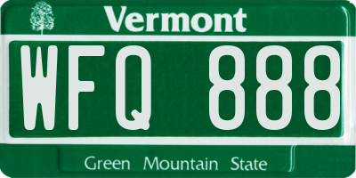 VT license plate WFQ888
