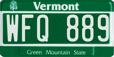 VT license plate WFQ889